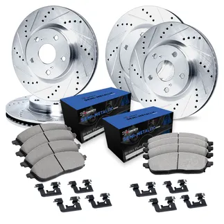 R1 Concepts WGYH2-31078 Drilled & Slotted Silver Rotor Set W/ Semi-Met Pads & Hdw